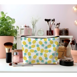 YeiHe Summer Pineapple Makeup Bag, Pineapple Gifts for Women, Pineapple PU Leather Makeup Bags Toiletry Bag for Purse, Cute Makeup Bag, Aesthetic Makeup Bag, Cute Makeup Pouch