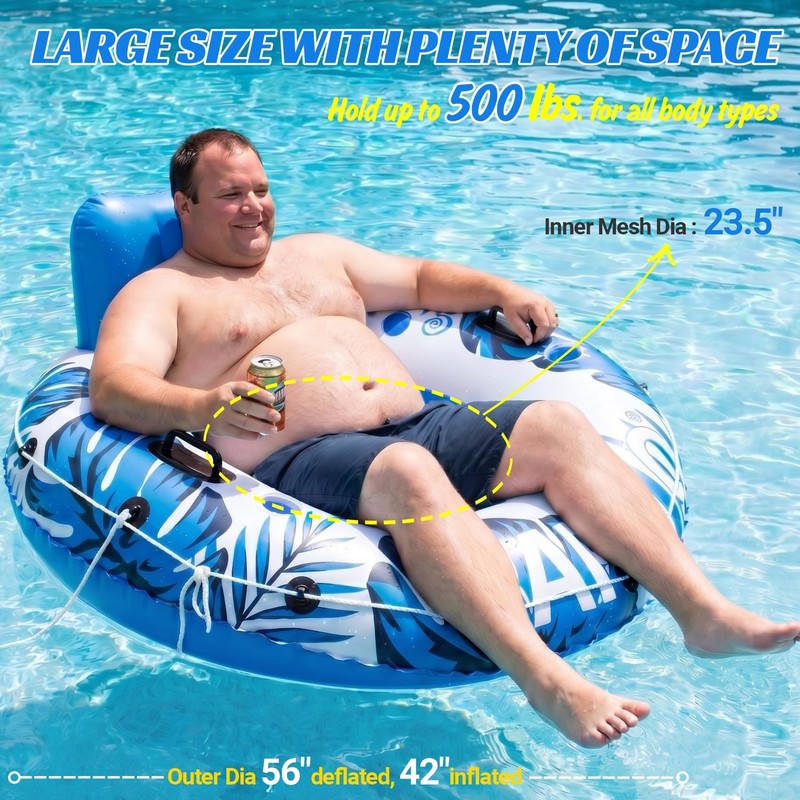 PAFOLO Pool Float, 56" Inflatable River Tube, Heavy Duty River