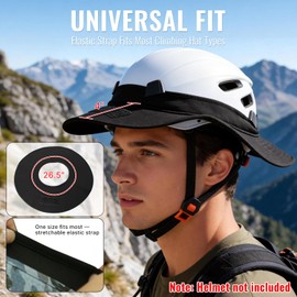 Aolamegs Climbing Helmet Sunshade Hat Black, Cotton Wide Brim Hard Hat Sun Shade with Elastic Band for Most of Climbing Rescue Helmet,Hard Hat Accessories (Helmet not included)