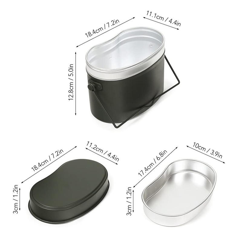 Mess Kit,Three Part Portable 1.5L Mess Tin for Camping, Hiking