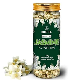 BLUE TEA - Jasmine Tea Loose Leaf -1.06Oz | DETOX TEA | Caffeine Free - Skin Nourishing - Flower Based - Herbal Tea- Calming Tea - Non-GMO - Gluten Free - Natural Ingredients | Reusable Pet Jar