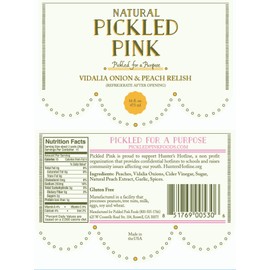 Pickled Pink Vidalia Onion & Peach Relish (16 oz Jar, 4-Pack); Gourmet Artisan-Crafted Fruit Relish Pickled in Seasoned Brine, All-Natural (4 pack)
