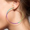 Bungsa Women's Creole Earrings Classic Rainbow 2 mm Stainless Steel,