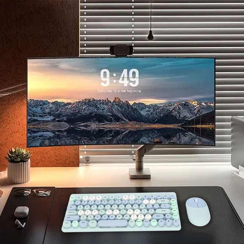 Wireless Keyboard Mouse Combo 2.4GHz Wireless Mouse 86 Keys Colorful