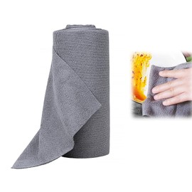 wllqinte Pack of 50 Microfibre Cleaning Cloths Roll, 30 x 30 cm Tear-Off Cleaning Cloths, Dish Cloths, Kitchen Cloths, Reusable Microfibre Cloths for Kitchen, Car, Home, Offices, Windows (Grey)