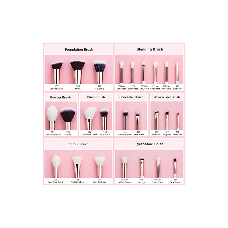 Jessup Juego Pinceles Maquillaje Profesional Piezas Blanco Base Polvo Natural