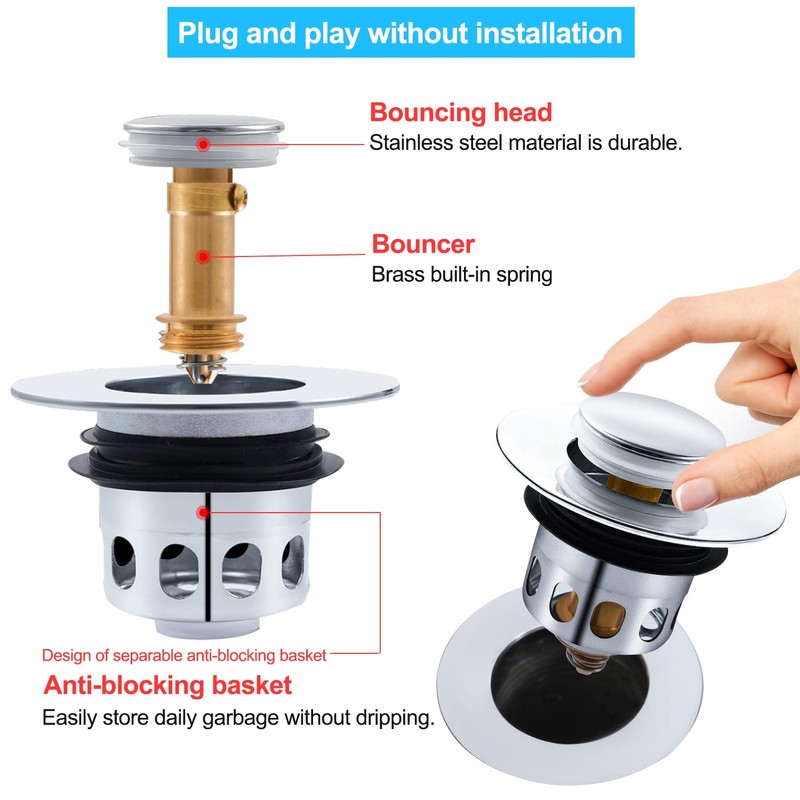 Siphon with Drain Fitting, Sink Plug Closure, Syphon Bathroom Sink,