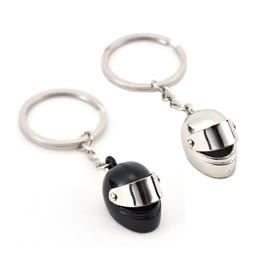 2 Pieces Motorcycle Helmet Keychain, 3D Mini Helmet Keychain, Key Pendant for Motorcyclists, Locomotive Accessories, Cool Gadget for Man and Woman Birthday (Black, Silver), black, silver