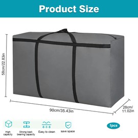 YWKJDDM Large Storage Bags, Moving Bag 150L Waterproof Jumbo Storage Bags, Moving Totes Organizer Bag for Bedding Duvets Blankets Clothes Grey(90 x 58 x 28 cm)