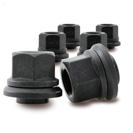 PSGSP Two-Piece 6mm Sleeve Flanged Wheel Nuts 6PCS, M22x1.5 Hex:33mm Black for Heavy Duty Truck Semi Truck Fit Steel Single Wheels with Hub Piloted Seat & 26mm Bolt Hole Size