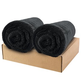 BIBOKLTIY 2-Pack Double Sided Car Drying Towel(28"x36"),1600 GSM Super Absorbent Microfiber Drying Towels for Cars,Streak-Free,Scratch-Free,No Water Spots,Machine Washable