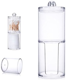 2 Layers Cotton Pads Container Box, Acrylic Make Up Pad Container, Cotton Pads Storage, Cotton Bud Container, Removable, for Cosmetic Box, Cotton Bud Holder, Bath Salt, Make-Up Pad, Transparent,