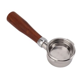 58mm Bottomless Portafilter 2 Ear Stainless Steel Wood Handle Detachable Coffee Machine Accessory for Breville 9 Series E Circle Rosewood