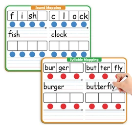 Aizweb Phonemic Awareness Dry Erase Board,9" x 12" Syllable Small Whiteboard,Speech Therapy Material Phonics Games, Letter Sound,Science Reading Manipulative,Preschool Kindergarten Classroom Must Have