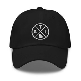 Retro Atlanta Baseball Hat ATL Emblem Dad Hat Cap Black