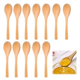 12pcs Wooden Spoons Handmade,13cm Mini Wooden Spoons,Wooden Children Spoon,Handmade Wood Spoon Small Serving Spoons Honey Teaspoon Round Spoons for Condiments Sugar Salt Jam Short Handle Wooden Spoon