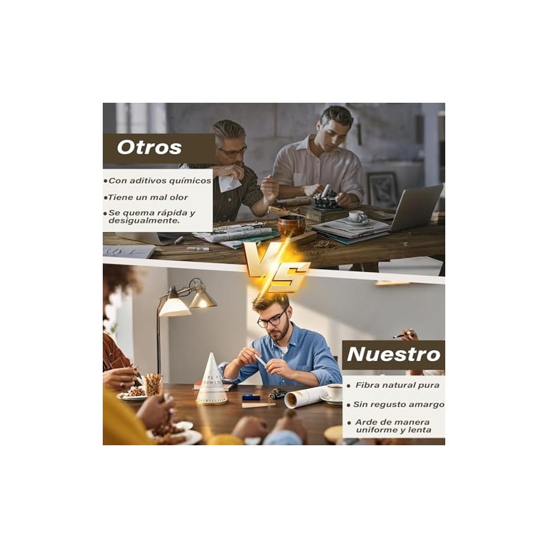 Papel cónico preenrollado de 102 piezas, cono grande marrón preenrollado