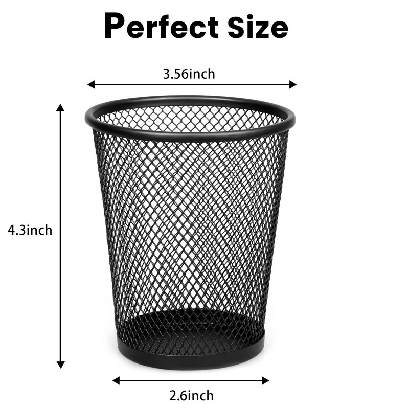 QYH Mesh Pencil Holder Metal Pen Cup Black for Desk