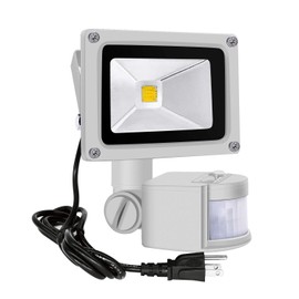 Z Motion Sensor Flood Lights Outdoor,10W Induction LED Lamp, IP65 Waterproof Spotlight,3200K LED Sensor Light,Security Light with US 3-Plug (Warm White-Grey)