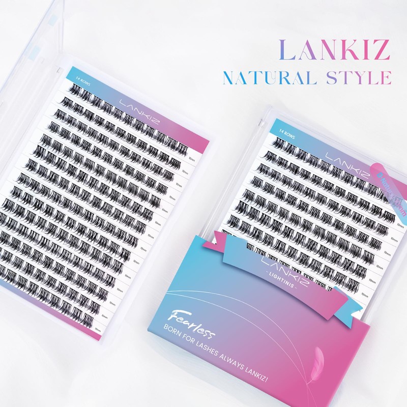 LANKIZ DIY Eyelash Extensions,Individual Lash Extensions Clusters,154 Clusters, Soft and