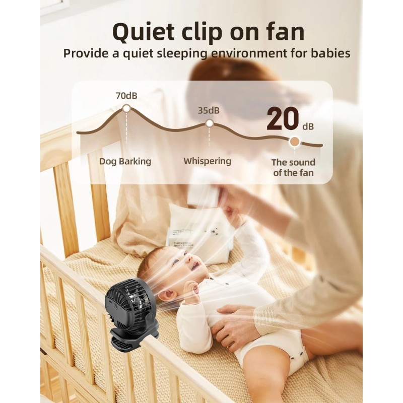 TUNISE Mini Clip-On Fan – Portable, Battery-Powere