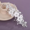 Teyglen Flower Bride Wedding Hair Clips Silver Leaf Crystal Hair