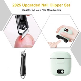 Electric Nail Clippers, 2025 Improved Nail Clippers Set, Includes an Automatic 2-in-1 Nail Clippers, an Oblique Nail Clippers, Ideal for All Your Nail Care Needs