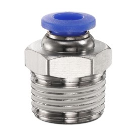 QUARKZMAN Push to Connect Fitting 6 mm Tube OD x 3/8 Inch NPT Thread Male Straight Quick Connector Copper Air Line Hose Fittings for Industry Air System PC6-N03, Blue