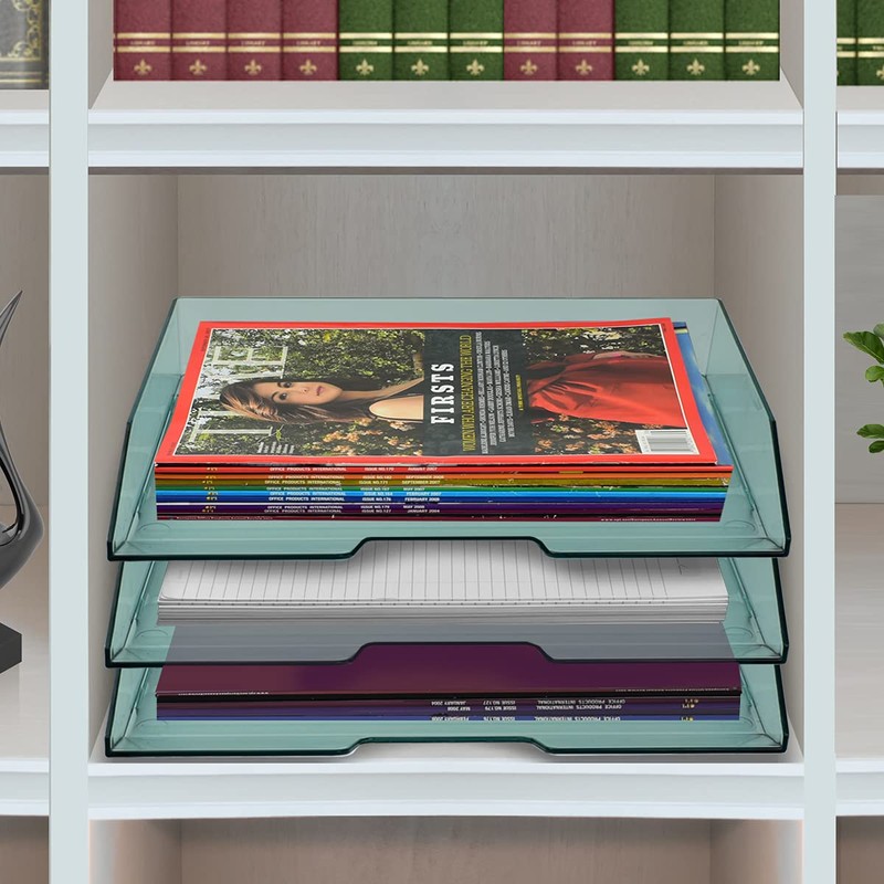 Acrimet Stackable Letter Tray 3 Tier Side Load, Plastic, Desktop