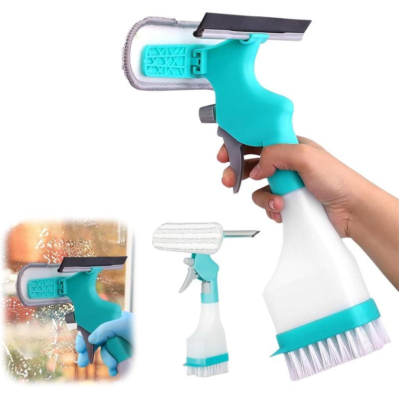 4 in 1 Window Cleaning Scraper, Squeegee and Scrubber with