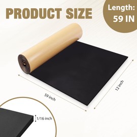 Sponge Neoprene Foam Padding Rubber Sheets with Adhesive Foam Sheet Closed Cell Insulation Neoprene Rubber Roll for DIY Gaskets Shock Pads Liner Crafts (12" Wide x 1/16" Thick x 59" Long, Black)