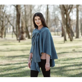 SAOL Chal Wraps para mujer, poncho de lana de oveja, talla única, marino, Talla única