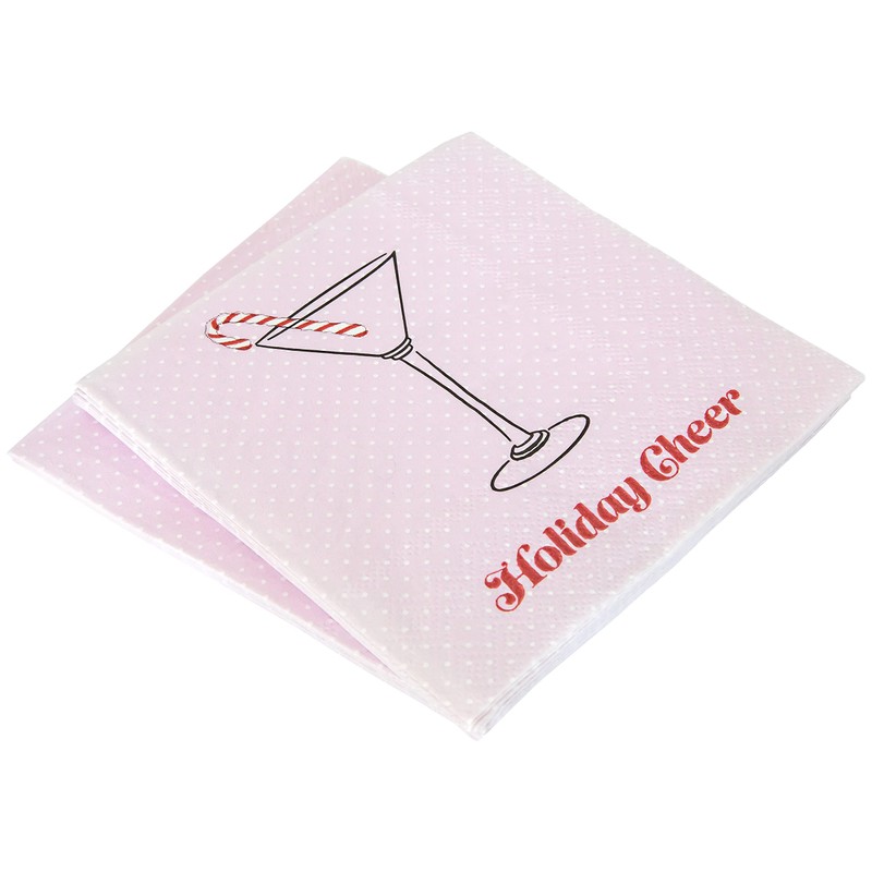 C.R. Gibson TW4-23698 Holiday Cheer Disposable Paper Cocktail Napkins for