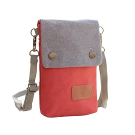 Renlock Smartphone Bag, Canvas, Wallet Bag, Shoulder Bag, 3 Pockets, Inner Dimensions 16 x 9, orange