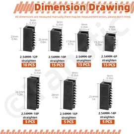 Tanstic 70Pcs 2.54 mm Pitch 6-18 Pin Straight Box Header, Double Row Box Header Connector PCB Header IDC Male Socket for PCB Board