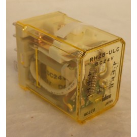 IDEC RH2B-ULCDC24V 2 Poles DPDT, 24 VDC Coil, Blade Terminal, Check Button W LED Indicator, Compact Power Relay, Industrial 10 AMP GP Relay, RH Series