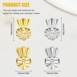Earring Lifters, 3 Pairs Adjustable Hypoallergenic Earring Backs for Droopy Ears, Original Magic Earring Backs for Heavy Earrings Crown Style Silver and Gold Plated