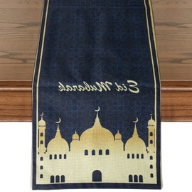 13inX71in Ramadan Decoration for Table Muslim Moon Linen Table Mat Indoor Outdoor Home Dining Room Decoration Festive Home Party Retro Decoration