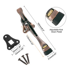 QUARKZMAN 4 Inch Kickdown Door Stop, One Button Pedal Door Stop, Height Adjustable Rubber Foot, (Red Bronze, Pack of 2)