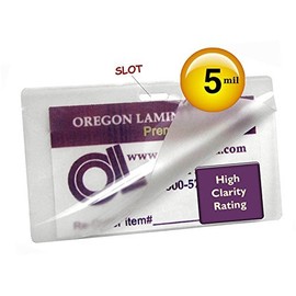 Oregon Laminations Premium 5 Mil Luggage Tag size Hot Laminating Pouches With Slot Long Side 2-1/2 x 4-1/4 (Pack of 200) Clear