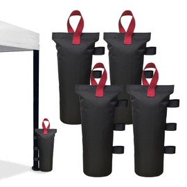 Canopy Weights Set of 4，Heavy Duty Canopy Weight Bags (120 lbs) for Ez Pop up Canopy Tent Outdoor Instant Canopies, Set of 4, Black Red Handle (Without Sand)