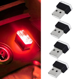 4 PCS USB LED Car Interior Atmosphere Lamp, Portable Mini Auto LED Decor Night Light, Plug-in USB Interface Ambient Lighting Kit, Universal Car Interior Accessories