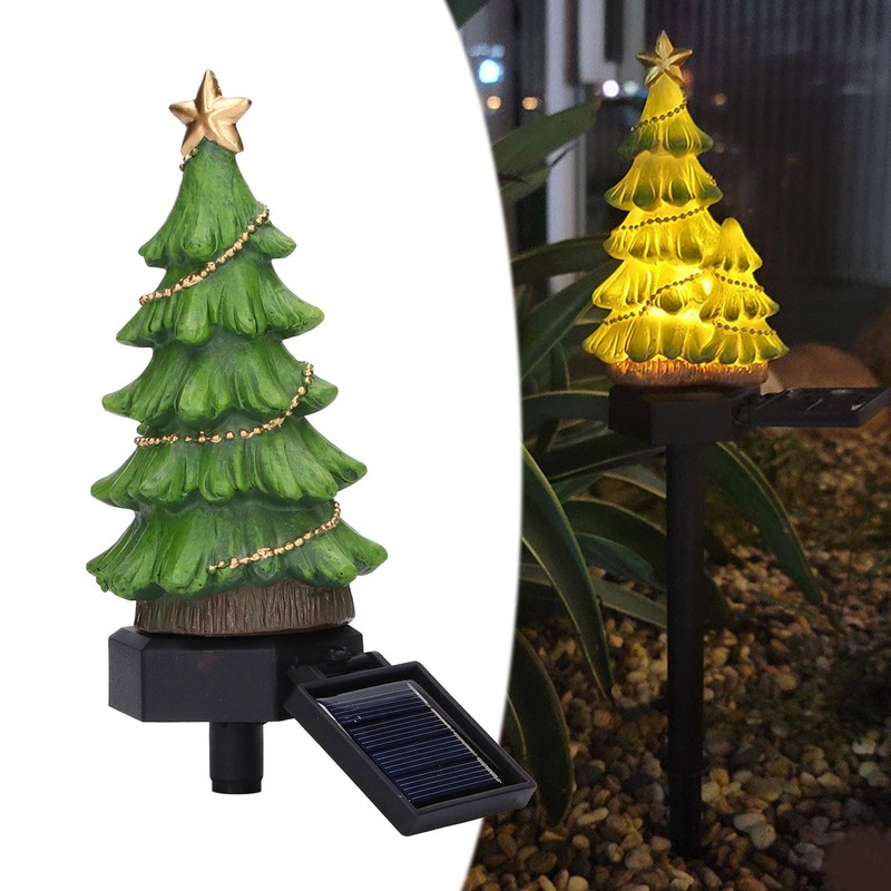 LED Christmas Lights Solar Tree Shaped Pathway Lights for Garden