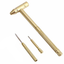Brass Hammer, 5 in 1 Multifunction Dual Head Micro Hammer Set with Screwdriver for Jewelry and Watch Repair
