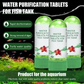 Fish Tank Water Purification Tablets, Powerful Aquarium Purification Tablet for Fish Tanks *105pcs, 1Tablet for 5-10L Water, Quickly Purify and Improves WaterQuality, Removes Algae, Impurities