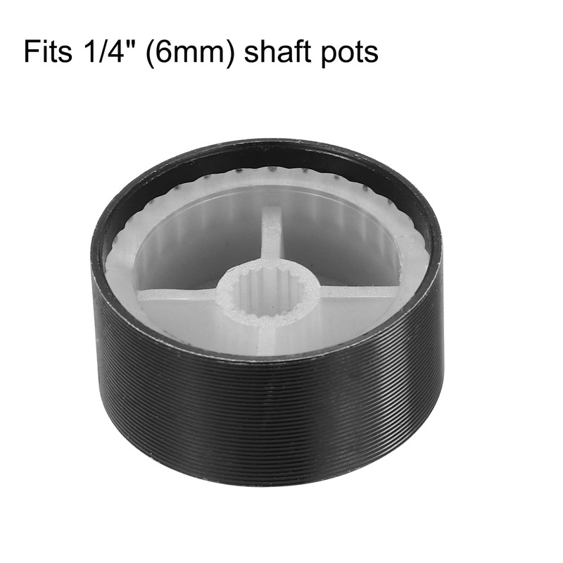 sourcing map 5pcs Potentiometer Knob Knurled Shaft Black Tone Aluminum