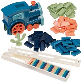 Playtastic Toys: Domino Train Toy Set with 80 Coloured Domino Bricks Light and Sound (Domino Train, Dominoes, Electric)
