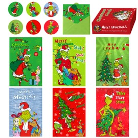 ONIBOGO Set of 30 Christmas Cards Boxed with Envelopes and Stickers, 6 Designs Christmas Greeting Cards Bulk, 6x4 inch Greeting Cards for Family, Kids, Friends (BB)