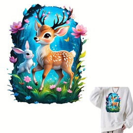 Sika Deer in The Forest Iron On Transfers for T-Shirts Rub on Transfers Stickers Vinyl Ready to Press Stickers Iron on Decals for T-Shirts Clothing Hoodie DIY Crafts