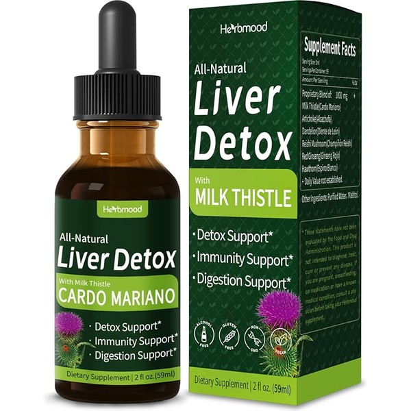 Milk Thistle Liver Detox Drops, Cardo Mariano (con Silimarina) y